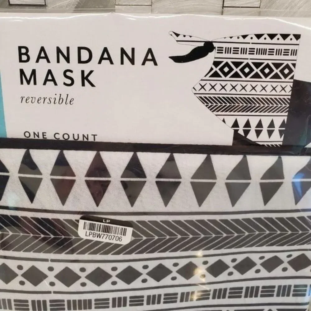 Bandana Mask Reversible Black White NEW